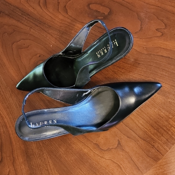 RALPH LAUREN leather and suede kitten heels - Picture 2 of 14